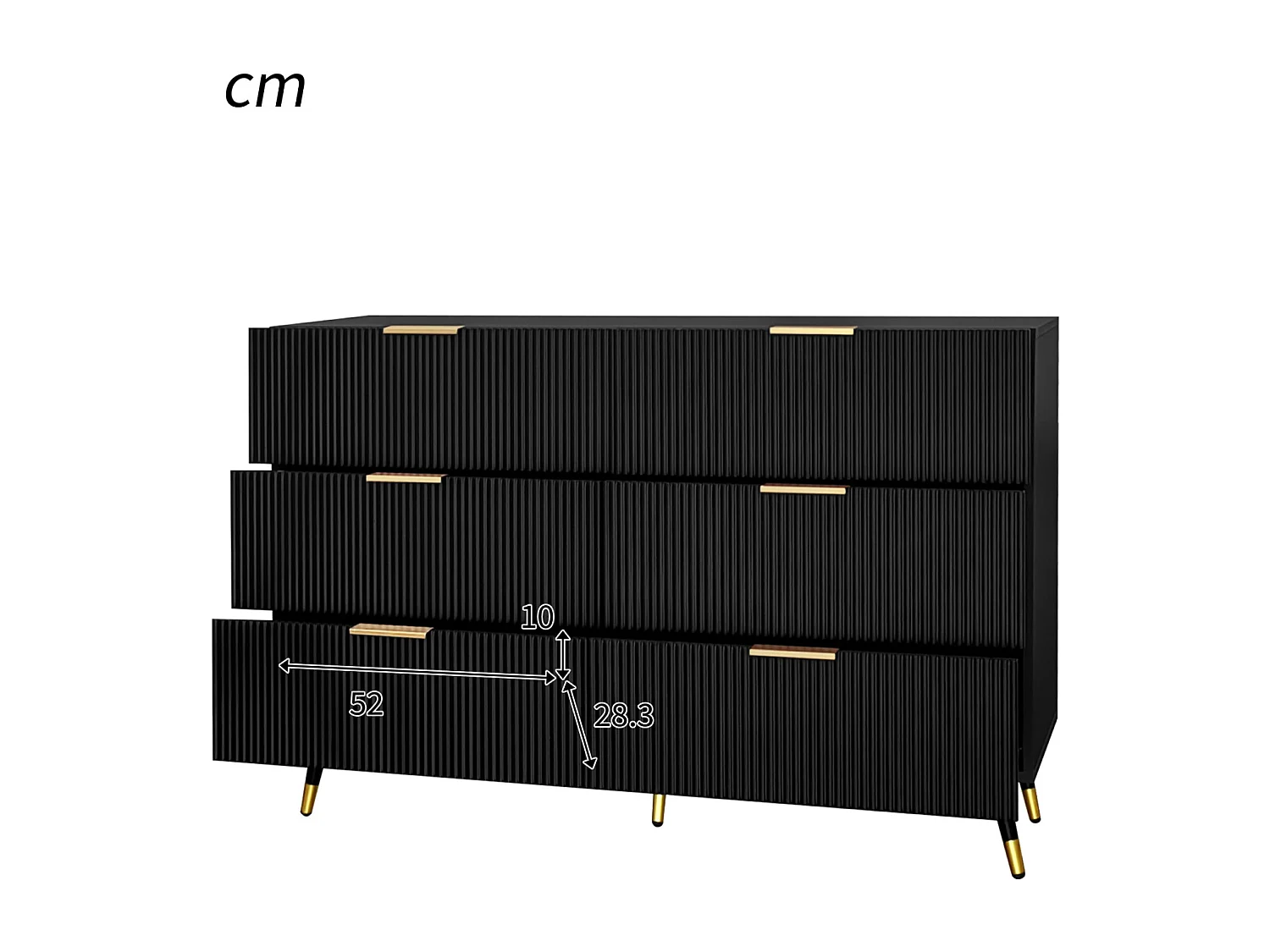 Buffet élégant au design moderne, commode et nombreux espaces de rangement, Noir, 120x77x40cm
