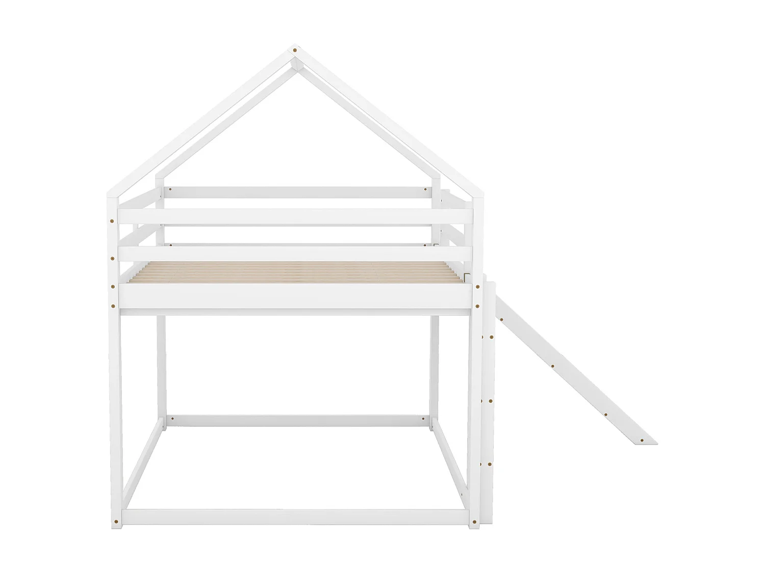 Lit cabane d'enfant double 140x200cm - lit superposé avec toboggan et échelle, protection contre les chutes chambre d'enfant - blanc
