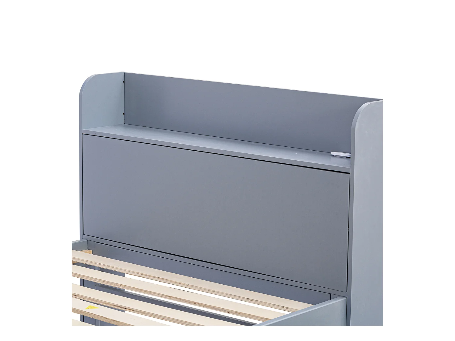 Lit gigogne 90x190cm, lit d'enfant avec tiroir extensible, sommier à lattes, tête de lit avec étagères de rangement et prise USB, gris