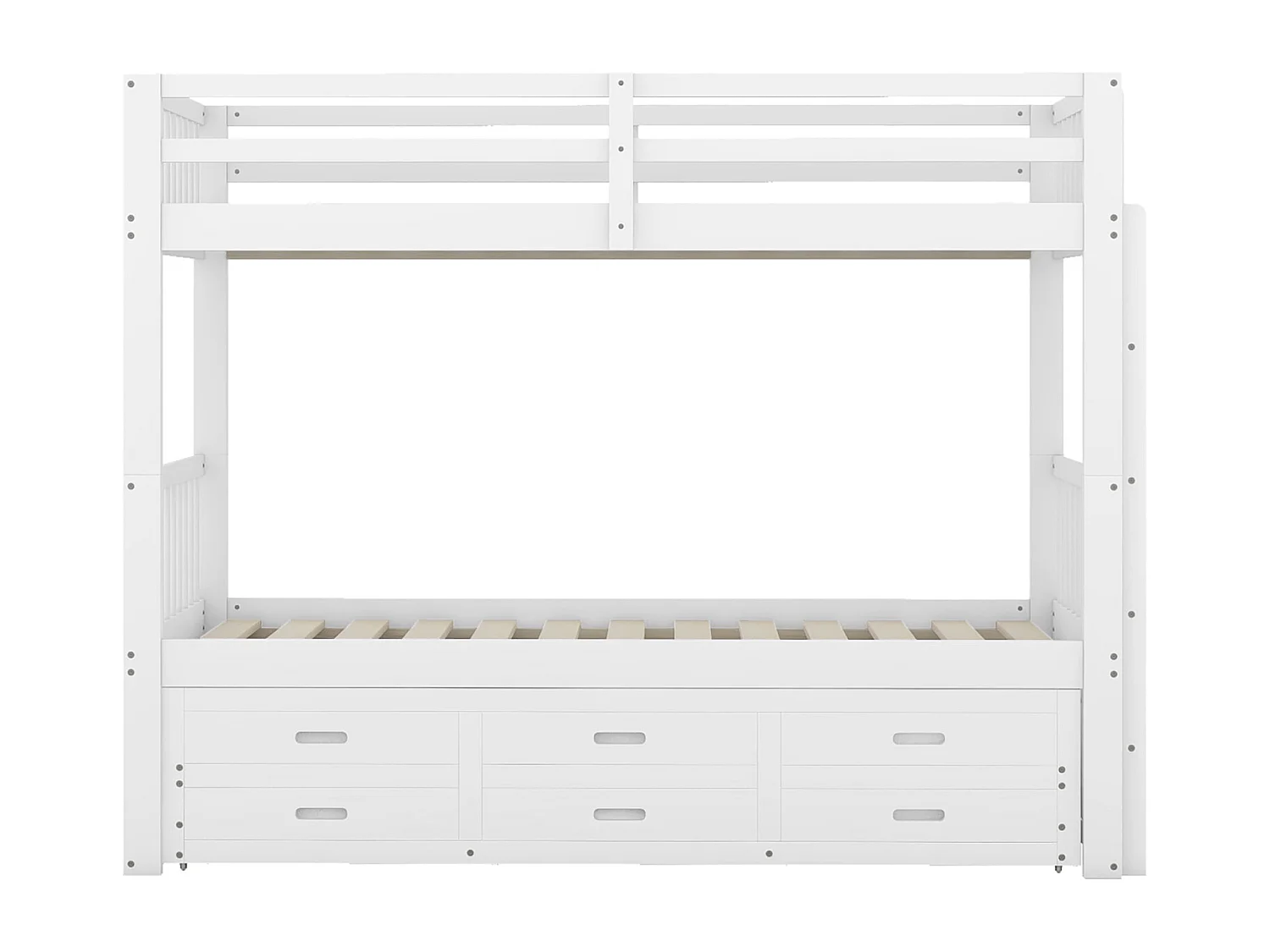Lit superposé 90x200cm - Lit d'Enfant Cadre de Lit en Pin et MDF avec échelle Échelle - Lit Extensible + 3 Tiroirs Blanc