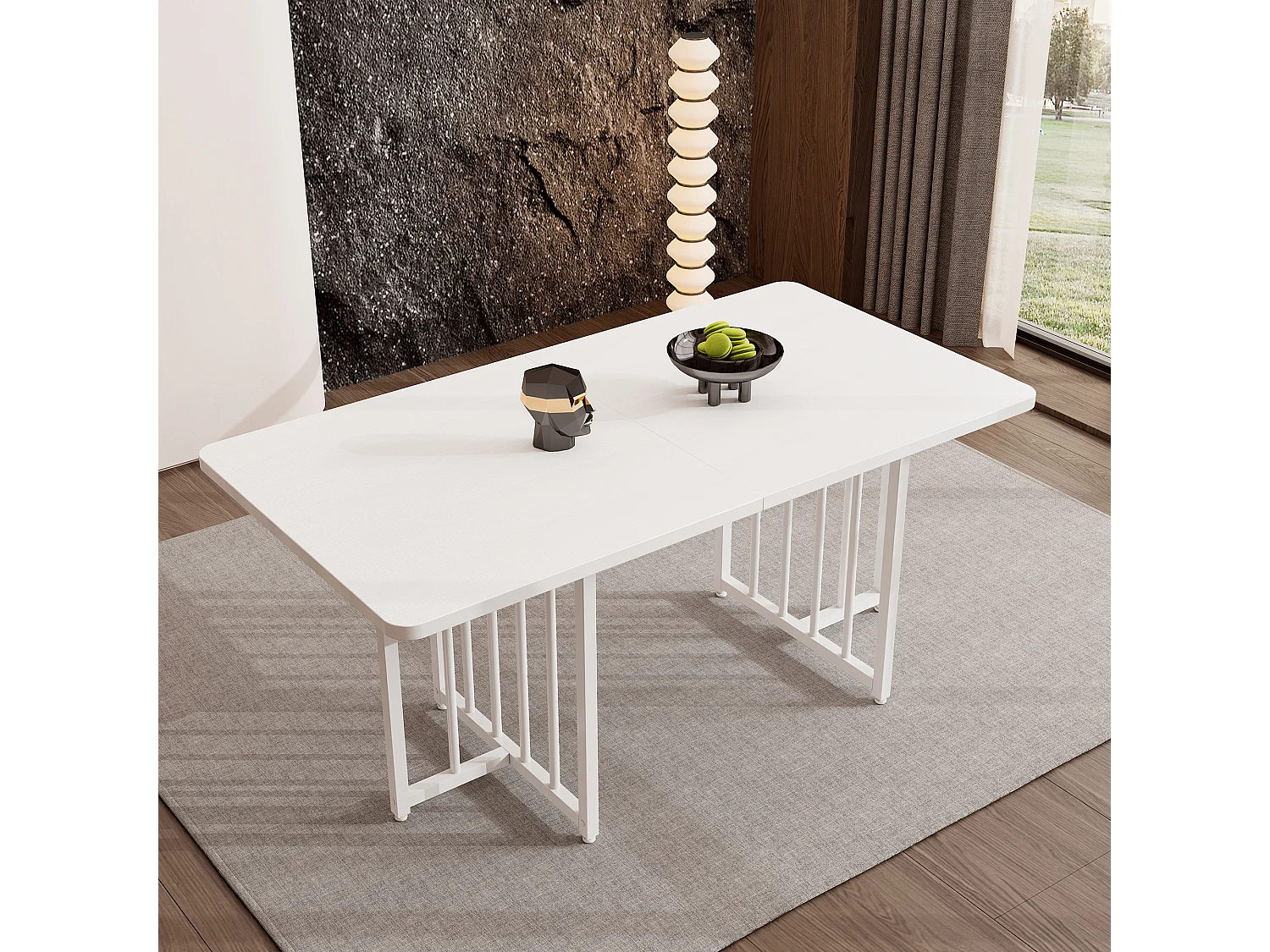 Table à manger moderne 4 à 6 couverts - 158 x 76 x 75 cm - Panneau de particules - Blanc