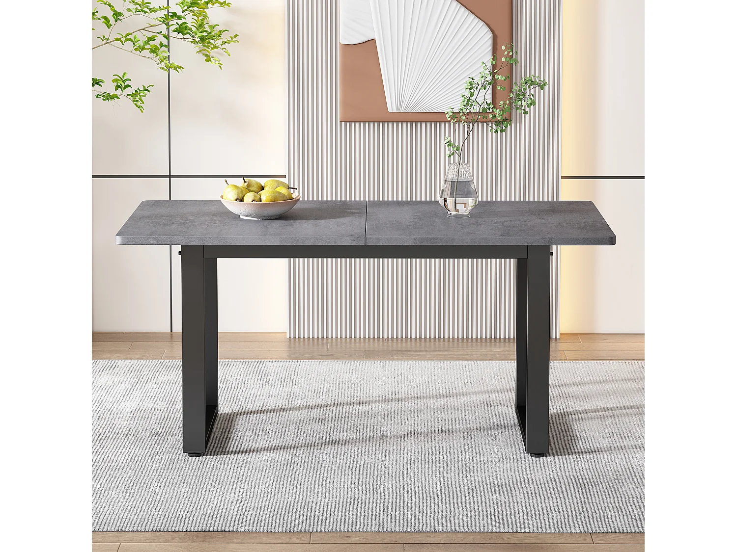 Rechthoekige eettafel voor 4 tot 6 couverts - L140xB70xH75cm - Spaanplaat - Grijs