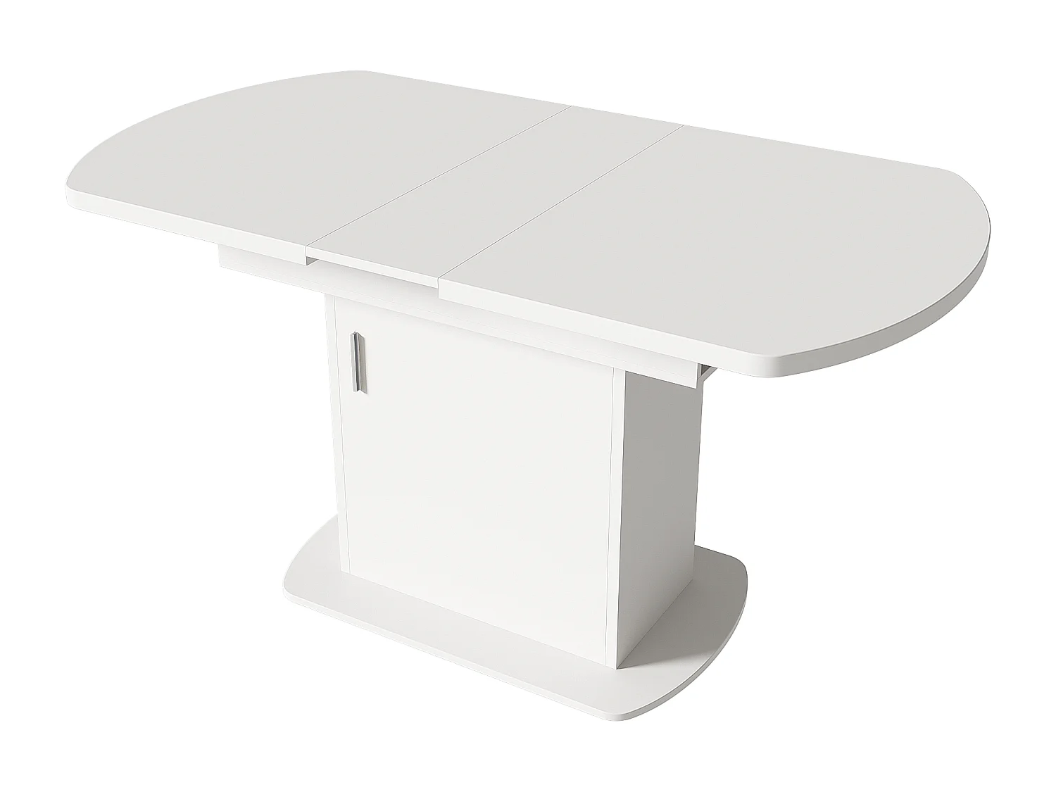 Table à manger ovale extensible 4 à 6 couverts avec étagères - L110/130xW70xH75cm - Panneau de particules - Blanc + argent