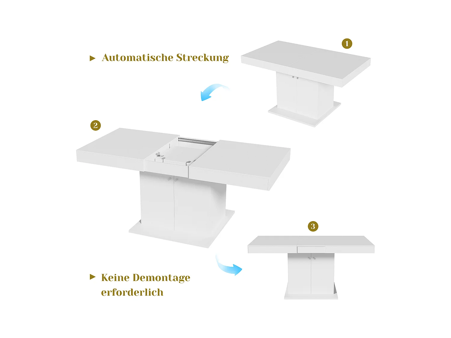 Table à manger extensible 4 à 6 couverts avec 2 portes - L140/180xW80xH76cm - Panneau de particules - Blanc