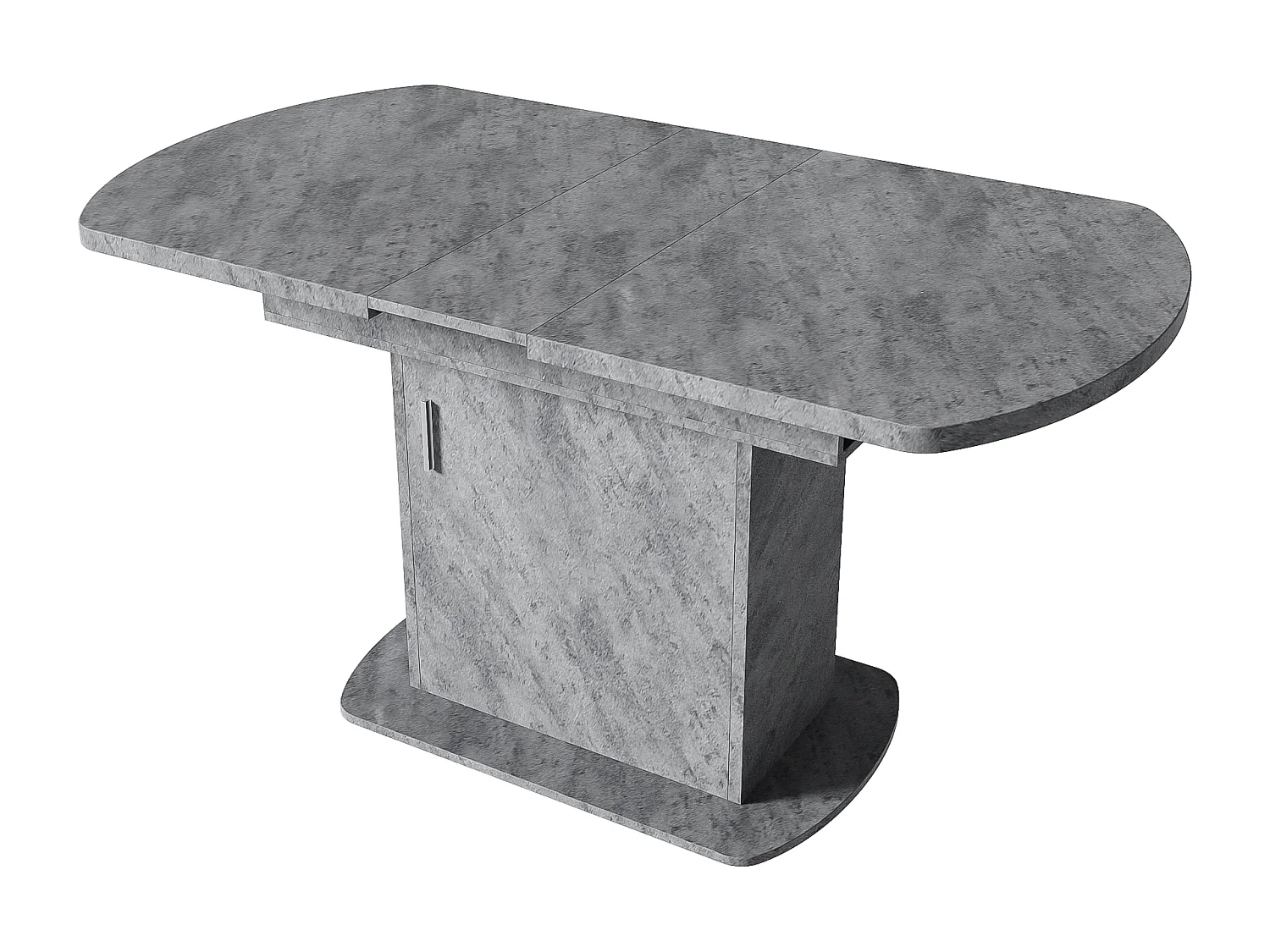 Table à manger ovale extensible 4 à 6 couverts avec étagères - L110/130xW70xH75cm - Panneau de particules - Gris