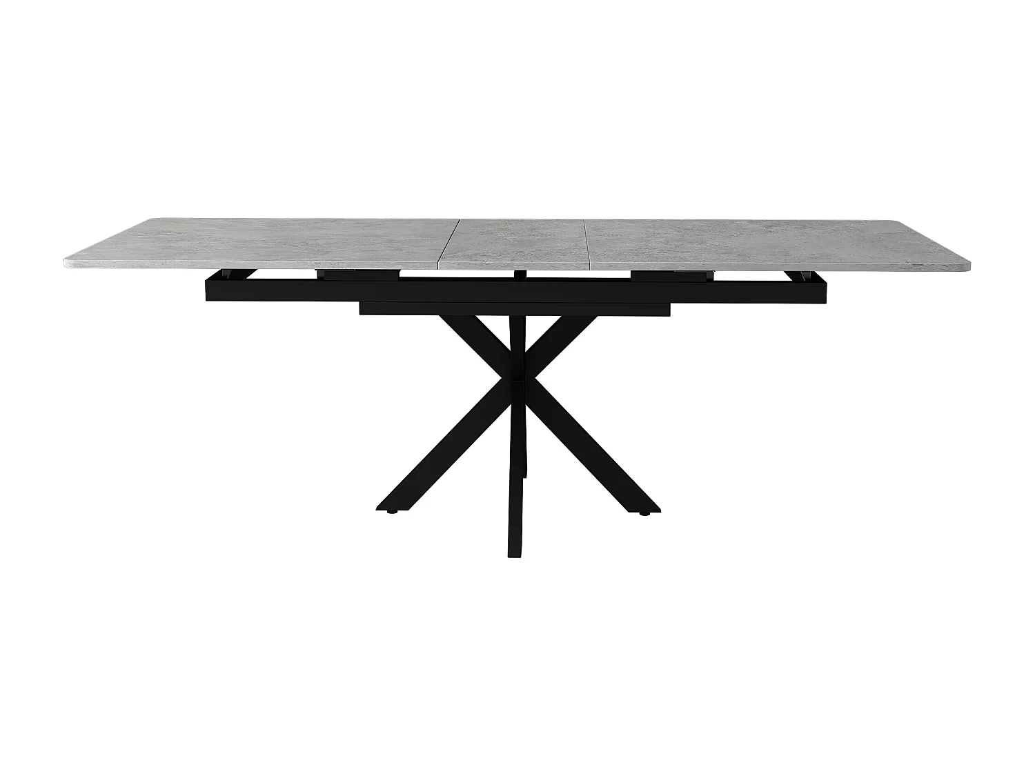 Table à manger extensible 4 à 6 couverts - L150/180 x L70 x H76 cm - Bois MDF et métal - Motif marbre - Gris