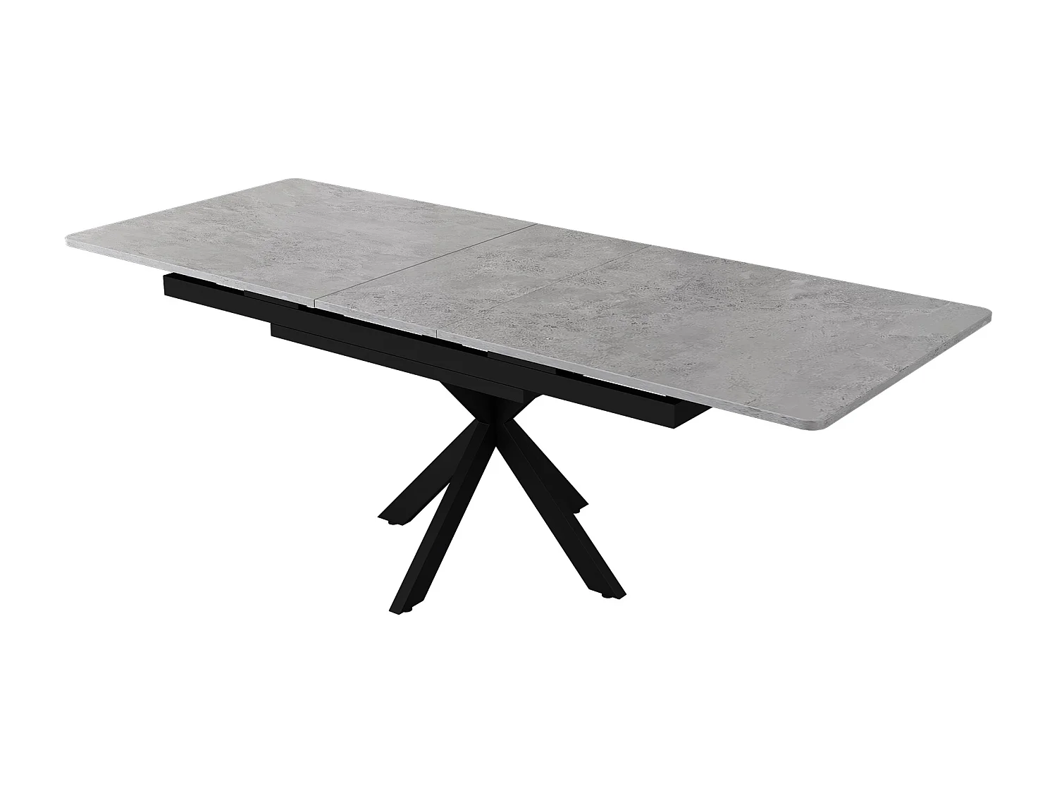 Table à manger extensible 4 à 6 couverts - L150/180 x L70 x H76 cm - Bois MDF et métal - Motif marbre - Gris