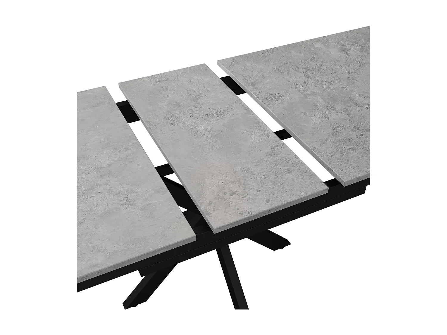 Uitschuifbare eettafel voor 4 tot 6 couverts - L150/180 x L70 x H76 cm - MDF hout en metaal - Marmerpatroon - Grijs