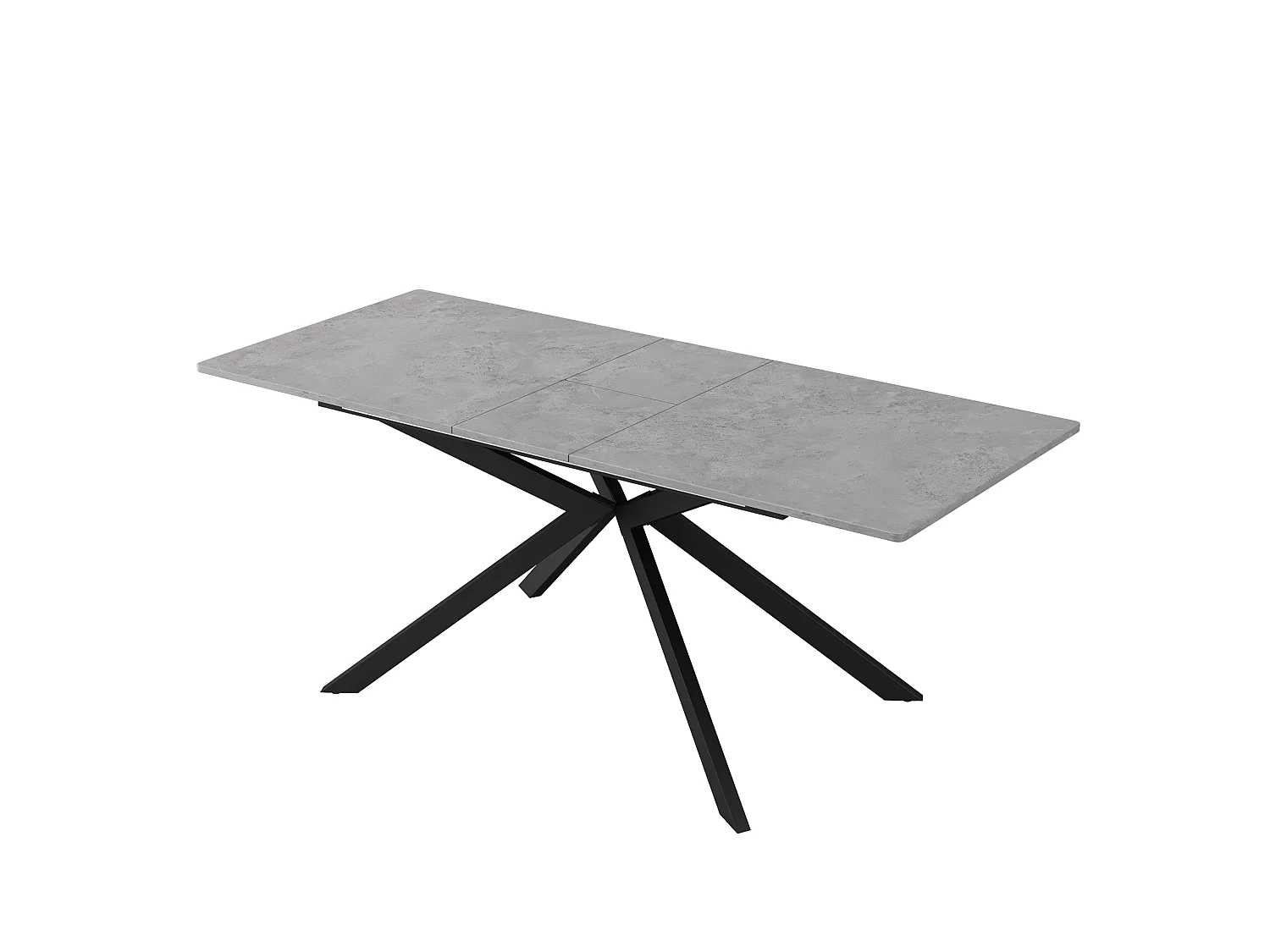 Utdragbart matbord för 4 till 6 kuvert - L150/180 x B70 x H76 cm - MDF-trä och metall - Marmormönster - Grå