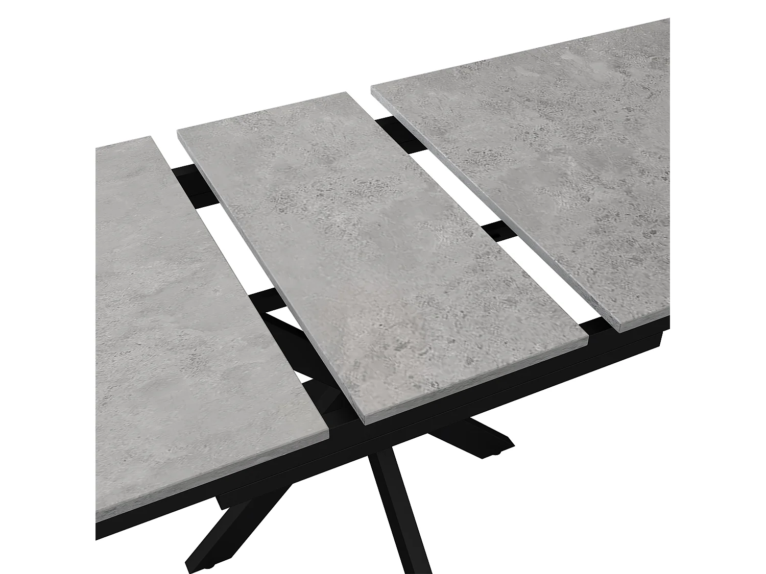 Utdragbart matbord för 4 till 6 kuvert - L150/180 x B70 x H76 cm - MDF-trä och metall - Marmormönster - Grå