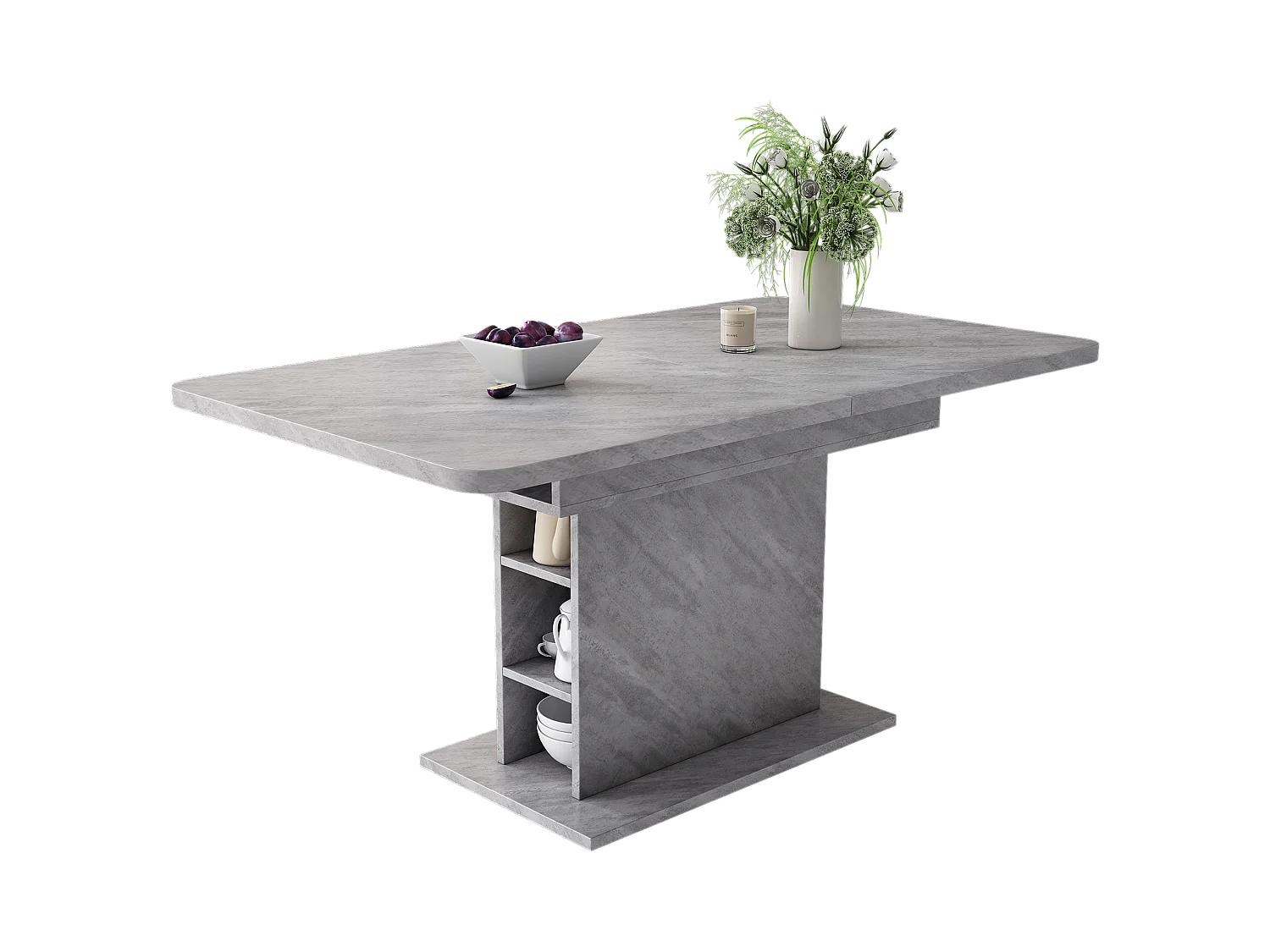 Rozkładany stół jadalny dla 4-6 osób z miejscem do przechowywania - Dł. 130xSz. 70xWys. 75 cm - Płyta wiórowa - Szary