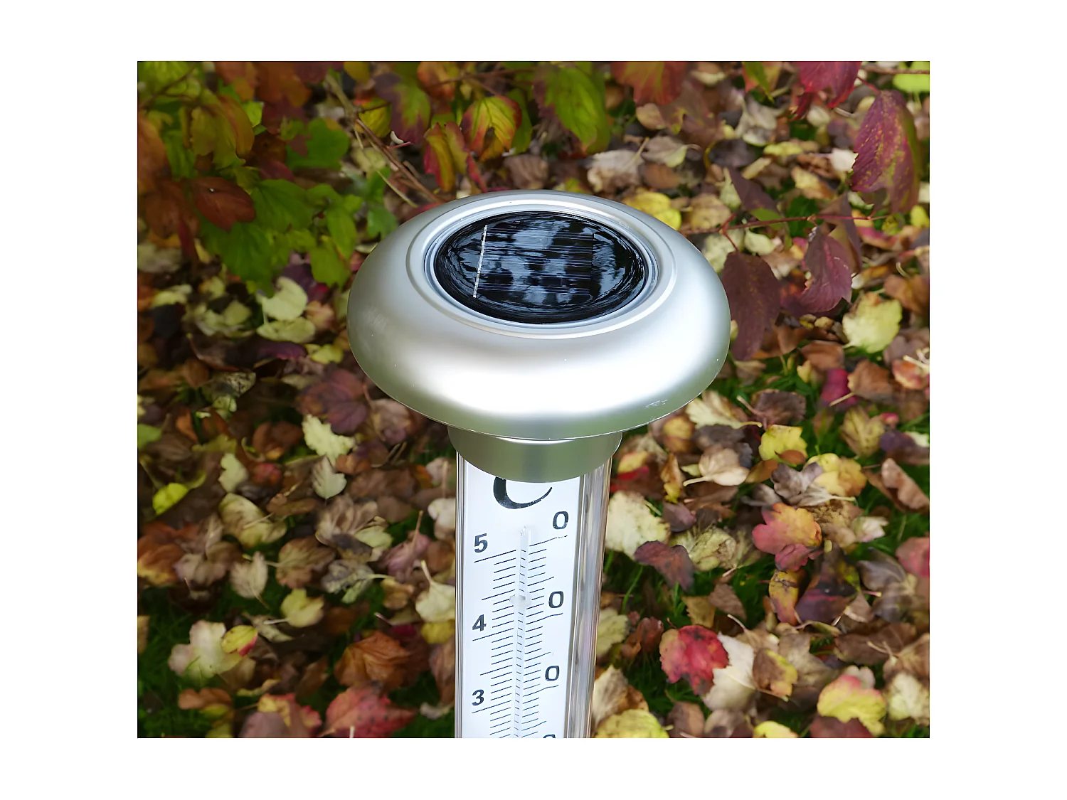Thermomètre géant de jardin led solaire
