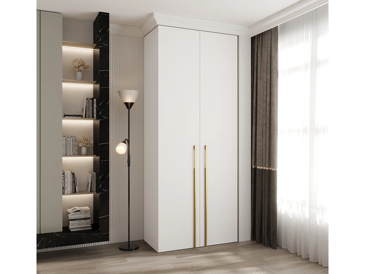 Drehtürenschrank Como 3 245,5/100/50 2-türig (Weiß/Gold)