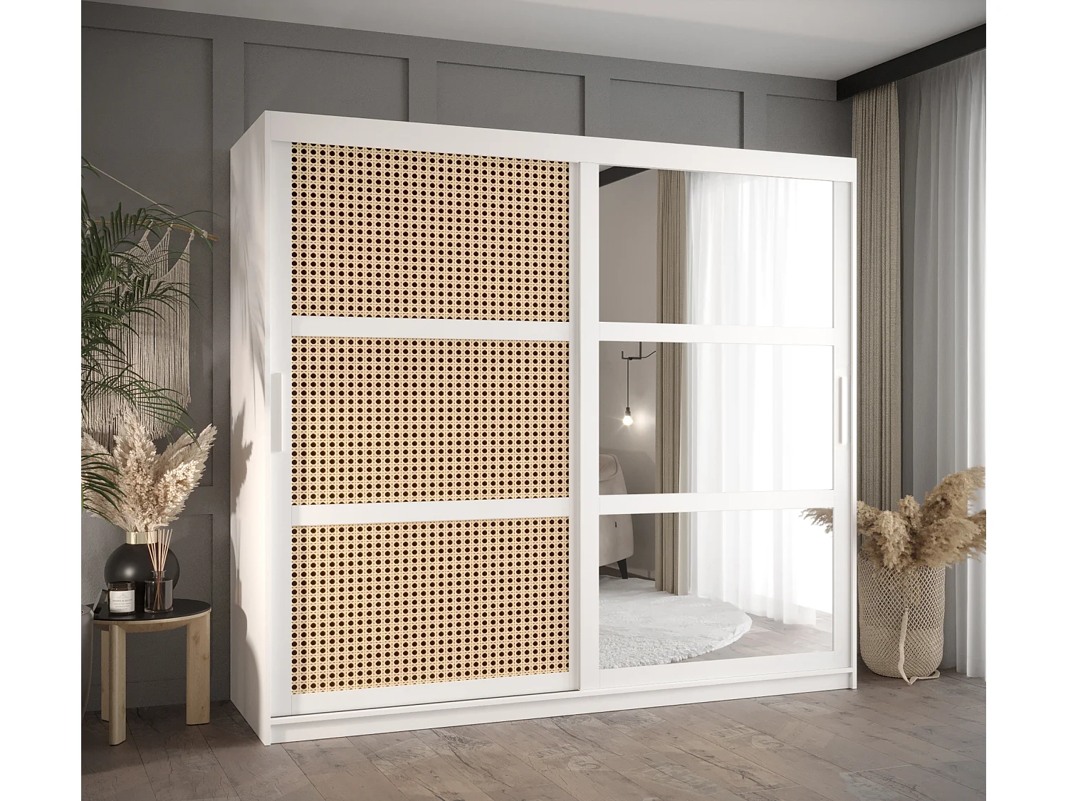 SCHWEBETÜRENSCHRANK PLECIONKA 2 200/200/62 2-türig (Weiß)