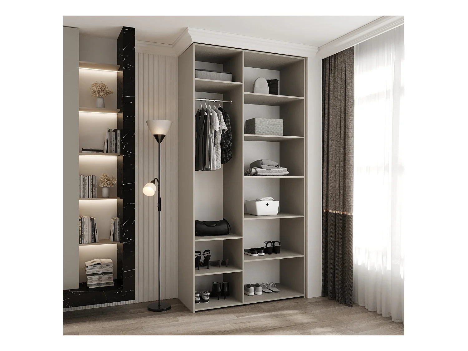 Armoire à portes battantes Como 2 245,5/120/50 3 portes (cachemire/or)
