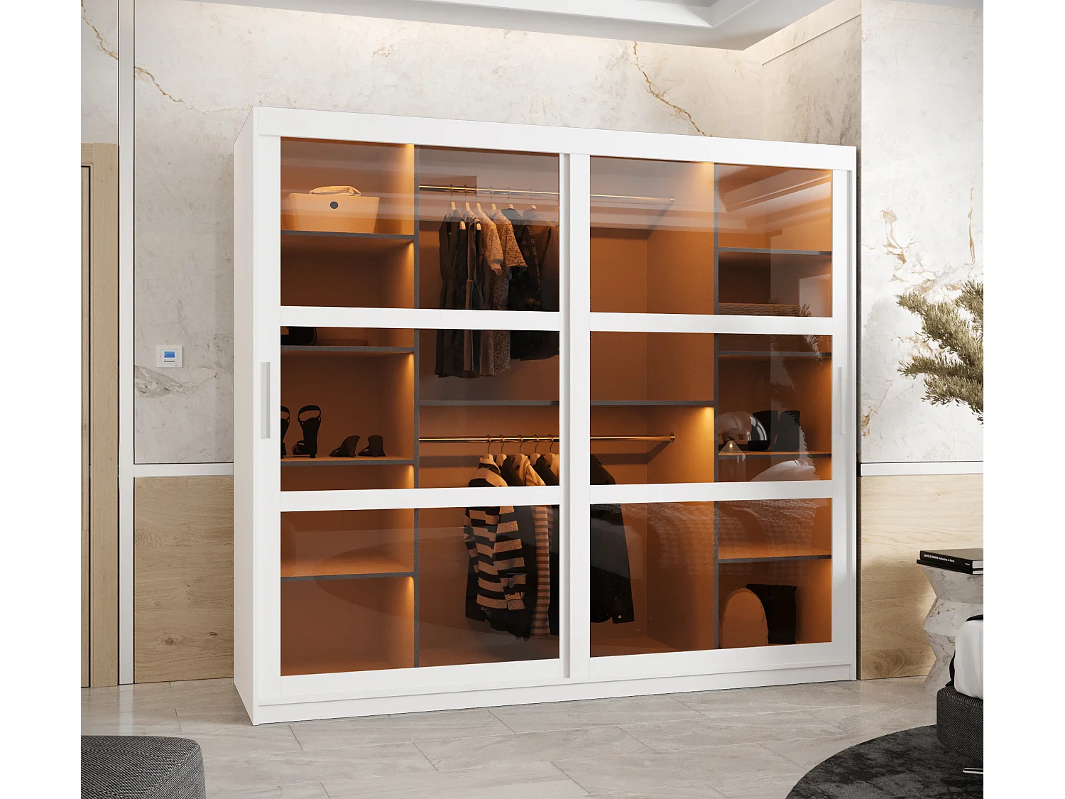 ARMOIRE DOME À PORTES COULISSANTES 200/200/62 2 Portes (blanc)