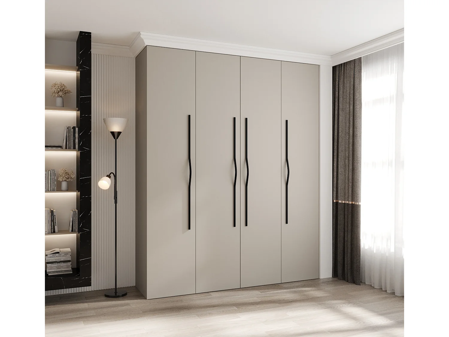 Drehtürenschrank Como 2 245,5/200/40 4-türig (Kaschmir/Schwarz)