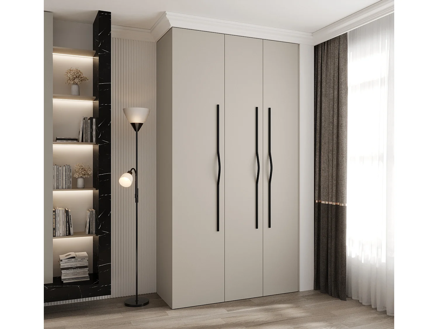 Armoire à portes battantes Como 2 245,5/130/50 3 portes (cachemire/noir)