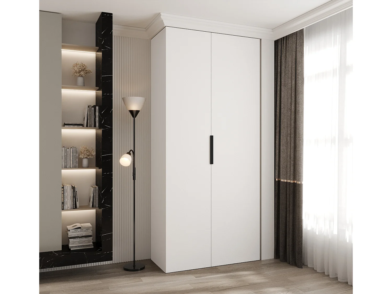 Armoire à portes battantes Como 4 245,5/110/50 2 portes (blanc/noir)