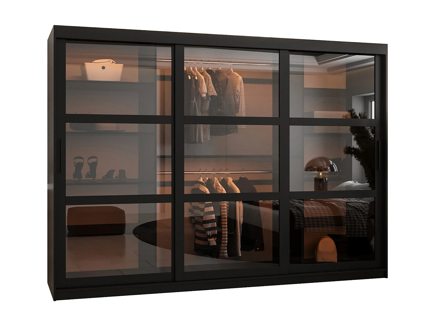 ARMOIRE DOME À PORTES COULISSANTES 200/250/62 3 Portes (negro)