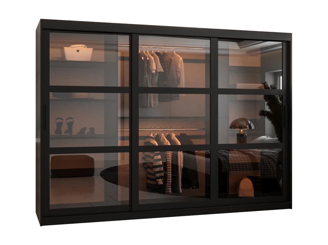 ARMADIO DOME AD ANTE SCORREVOLI 200/250/62 3 porte (Nero)
