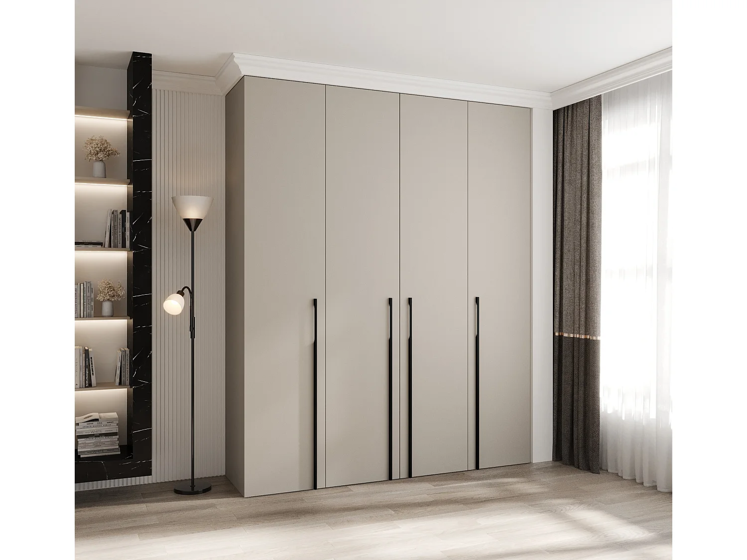 Armoire à portes battantes Como 3 245,5/200/50 4 portes (cachemire/noir)