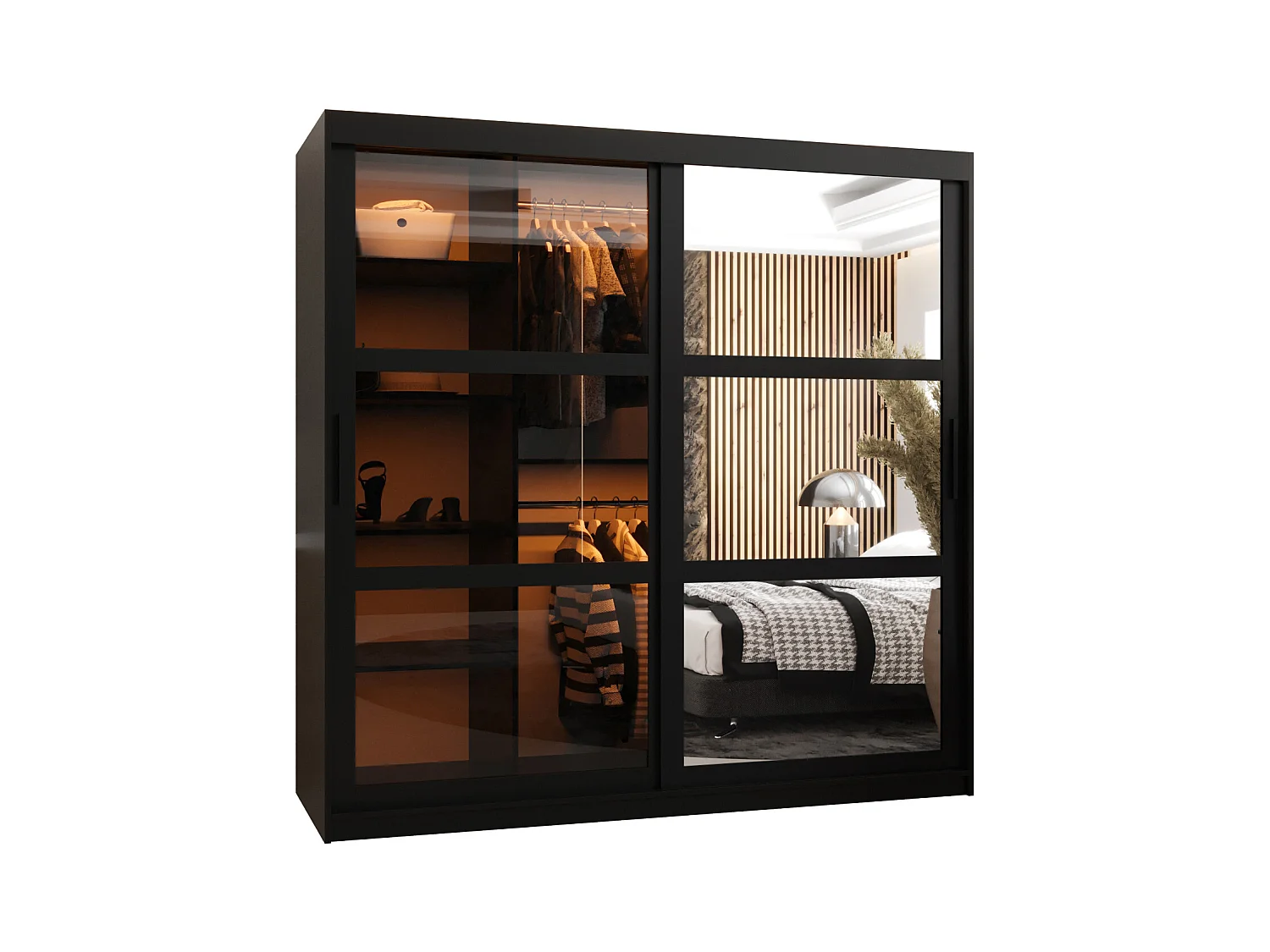 ARMOIRE DOME 2 À PORTES COULISSANTES 200/180/62 2 Portes (negro)