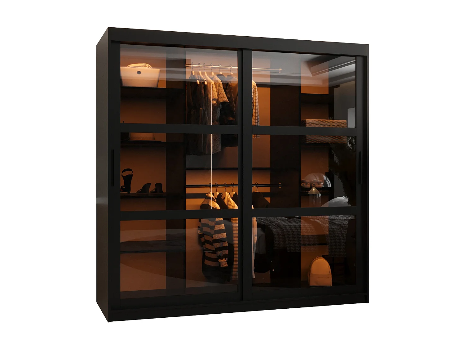 SCHWEBETÜRENSCHRANK DOME 200/180/62 2-türig (Schwarz)