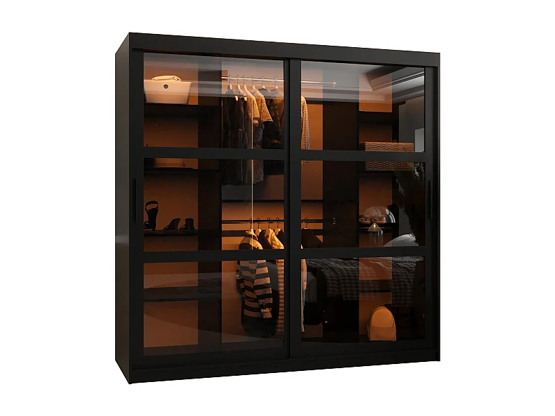 SCHWEBETÜRENSCHRANK DOME 200/180/62 2-türig (Schwarz)