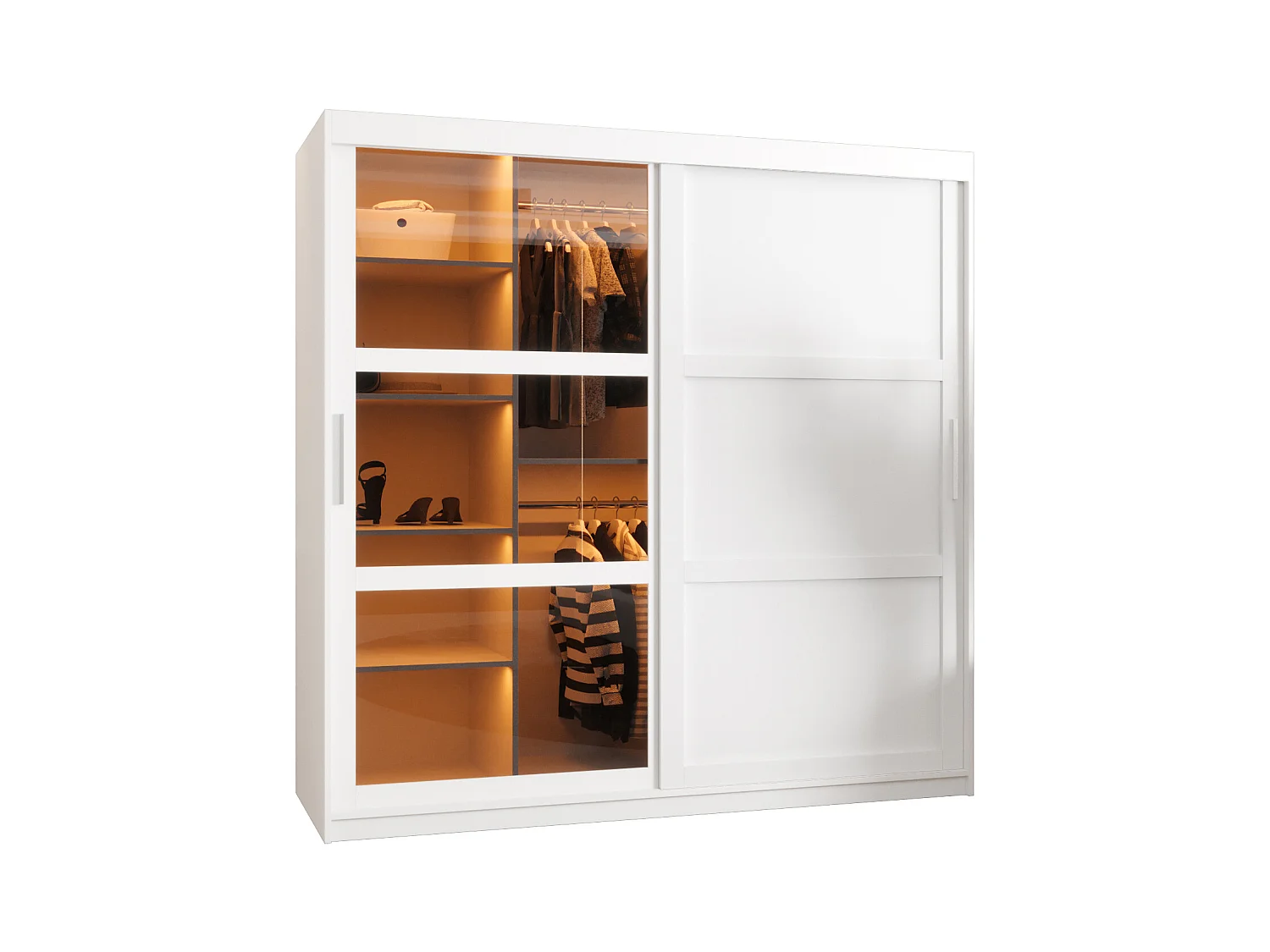 ARMOIRE DOME 3 À PORTES COULISSANTES 200/180/62 2 Portes (blanc)