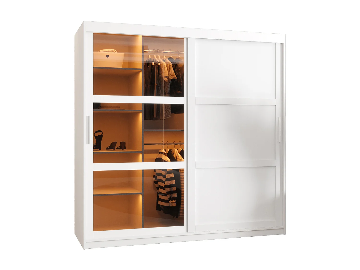 ARMOIRE DOME 3 À PORTES COULISSANTES 200/180/62 2 Portes (blanc)