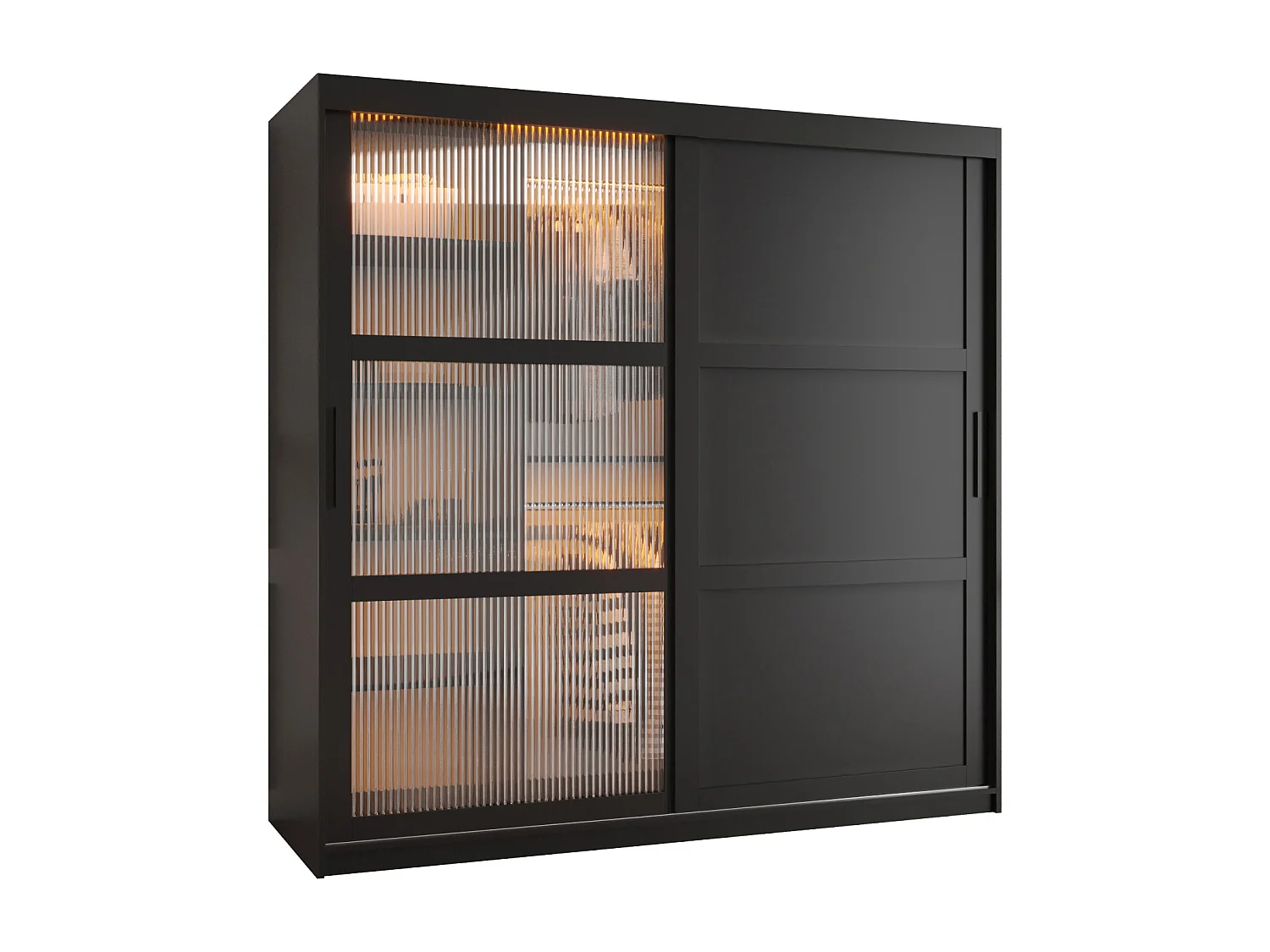 SCHWEBETÜRENSCHRANK FLUTES 3 200/180/62 2-türig (Schwarz)