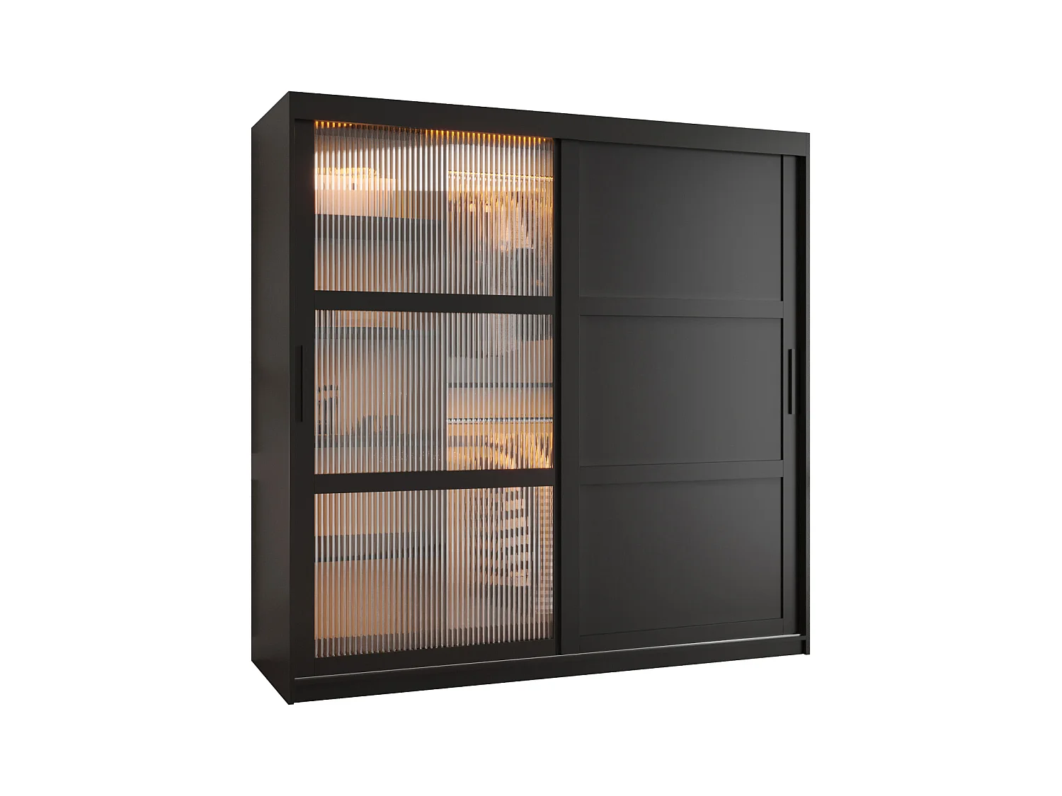 ARMOIRE FLUTES 3 À PORTES COULISSANTES 200/180/62 2 Portes (noir)