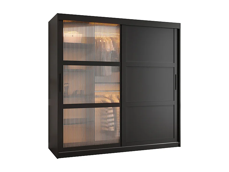 ARMOIRE FLUTES 3 À PORTES COULISSANTES 200/180/62 2 Portes (noir)