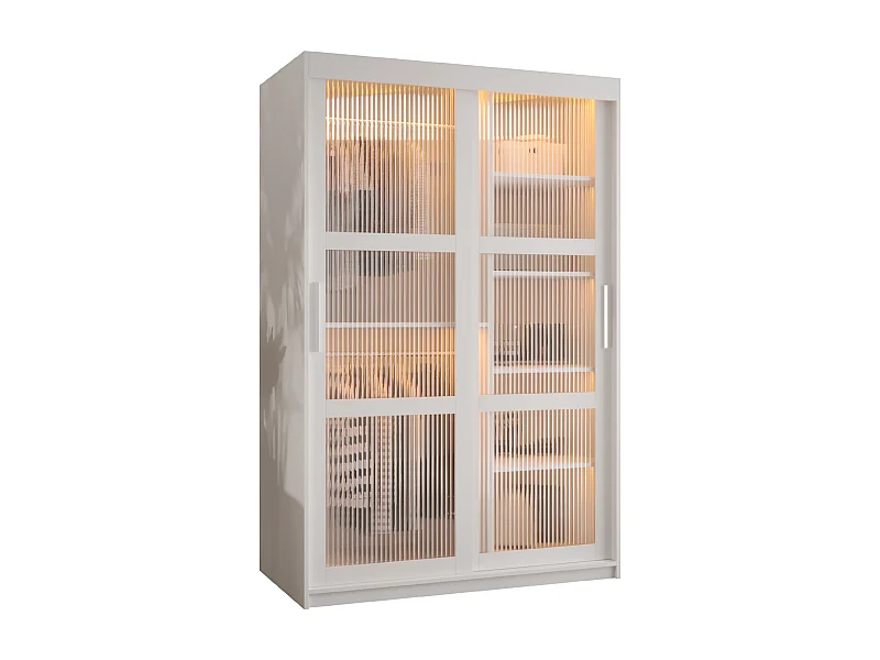 ARMOIRE FLUTES À PORTES COULISSANTES 200/120/62 2 Portes (blanc)