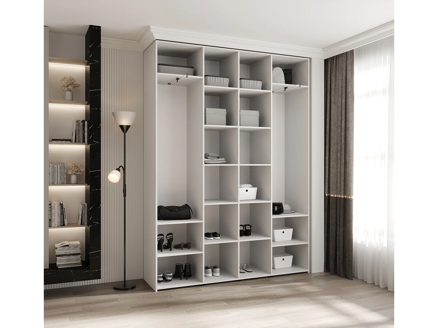 Armoire à portes battantes Como 2 245,5/180/40 4 portes (blanc/or)