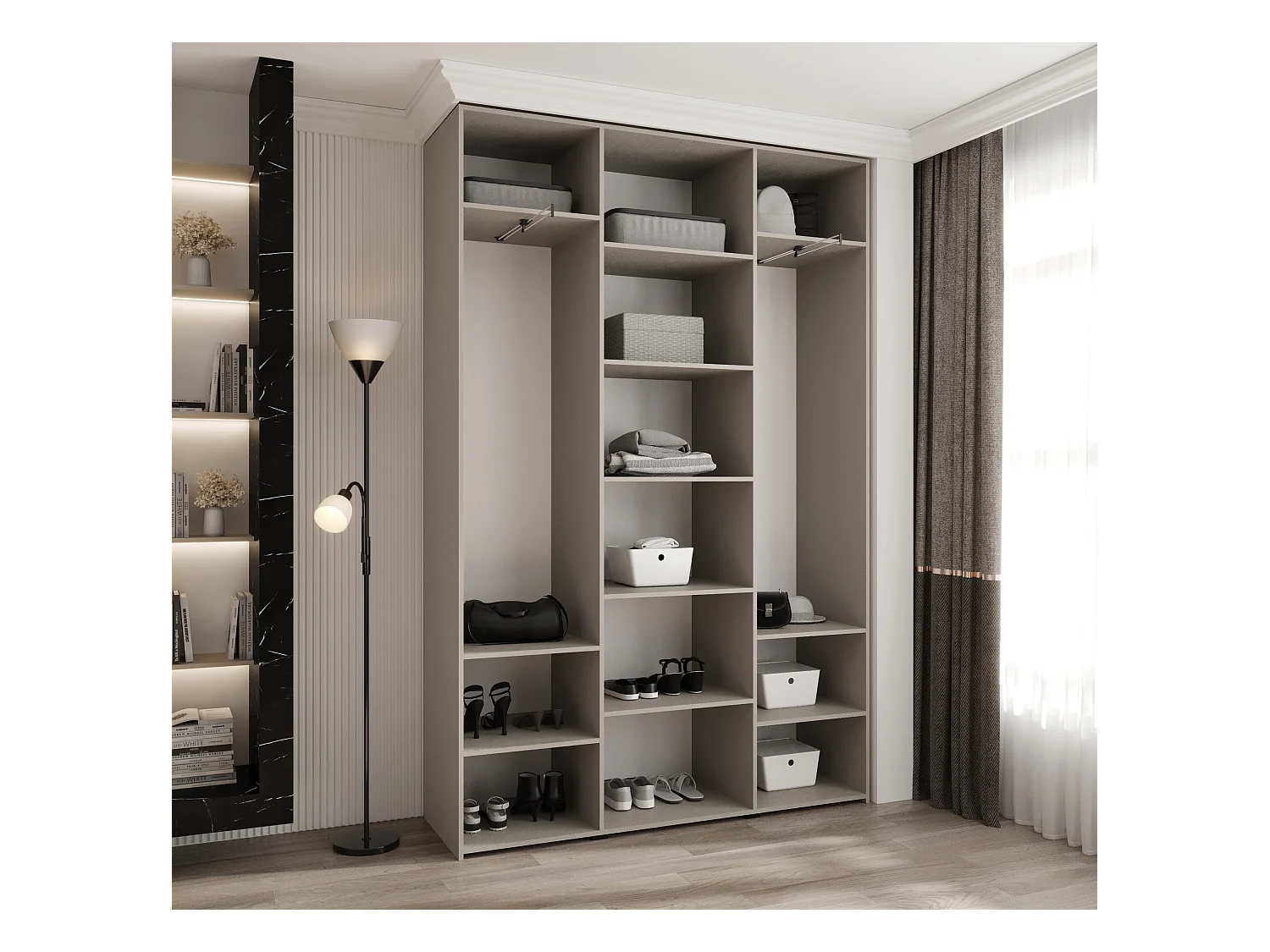 Armoire à portes battantes Como 2 245,5/160/40 3 portes (cachemire/noir)