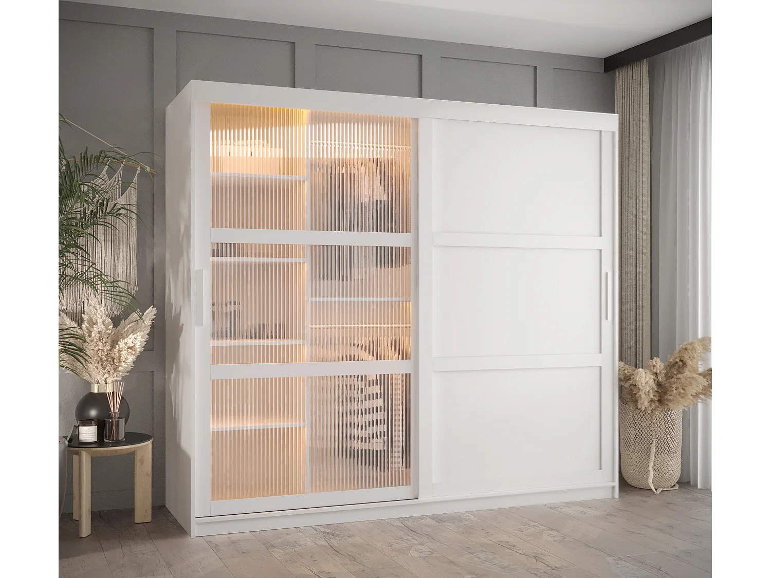 ARMADIO FLUTES 3 AD ANTE SCORREVOLI 200/200/62 2 porte (Bianco)