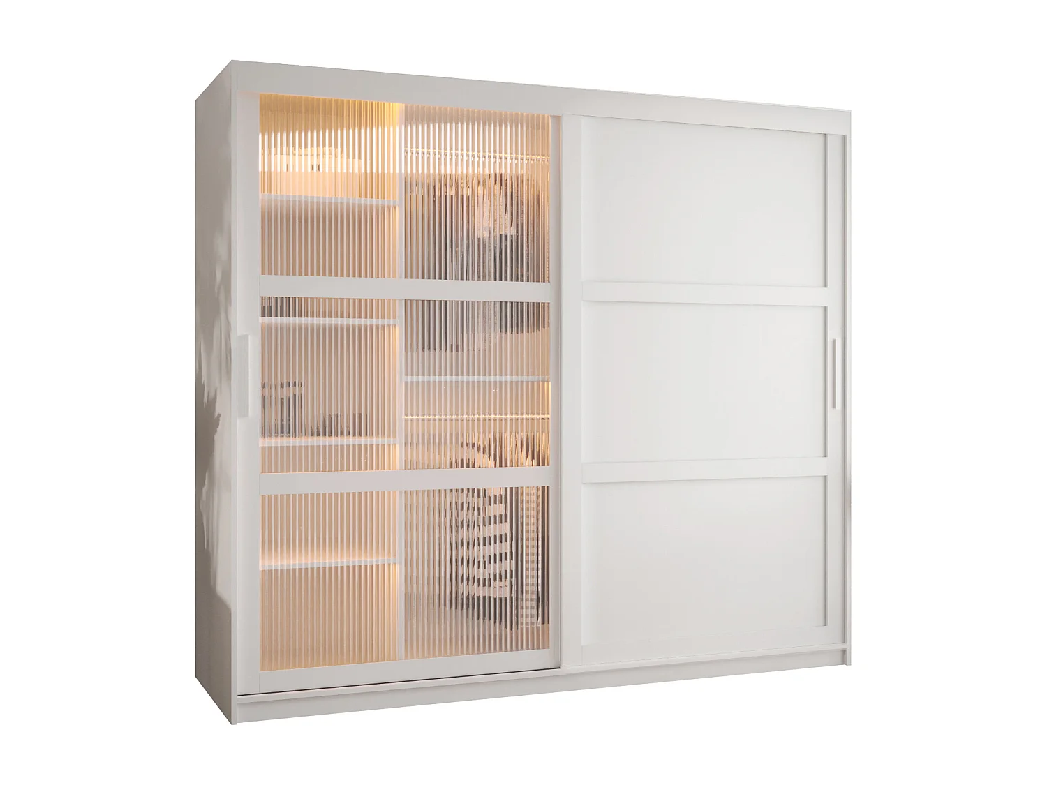 ARMOIRE FLUTES 3 À PORTES COULISSANTES 200/200/62 2 Portes (blanc)