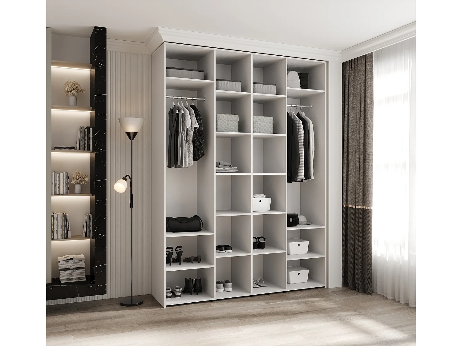 Drehtürenschrank Como 4 245,5/180/50 4-türig (Weiß/Gold)