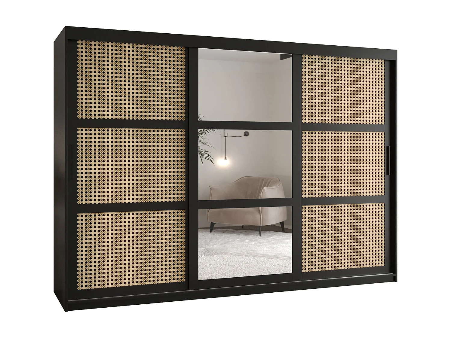 SCHWEBETÜRENSCHRANK PLECIONKA 2 200/250/62 3-türig (Schwarz)