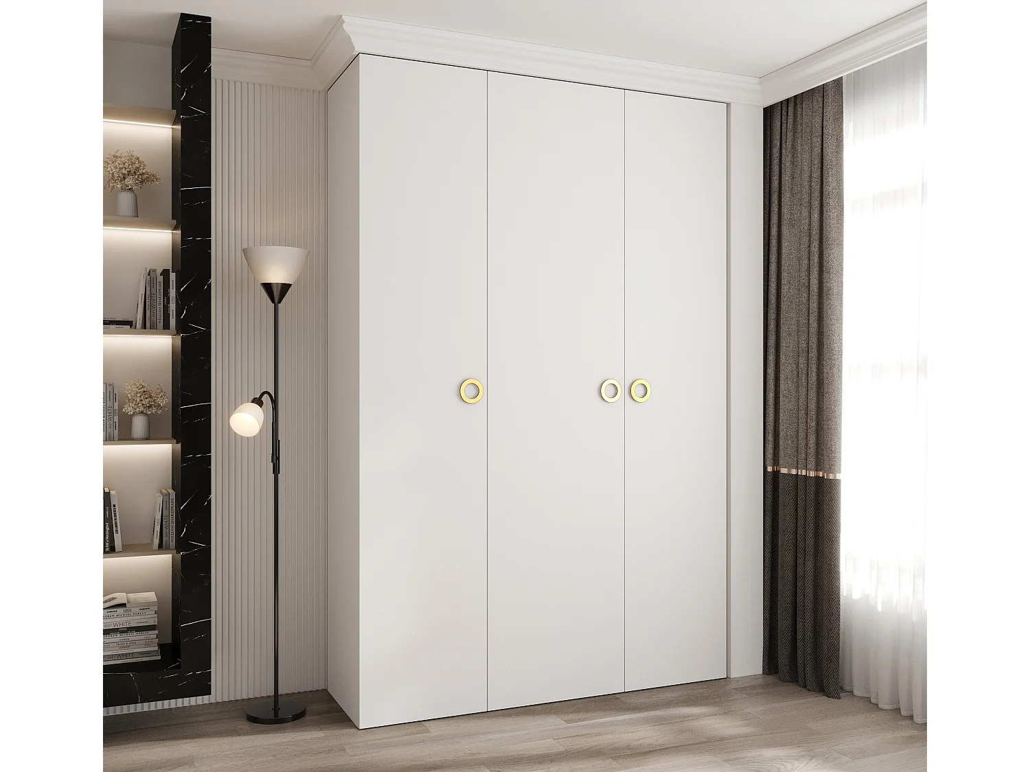 Armoire à portes battantes Como 1 245,5/160/40 3 portes (blanc/or)