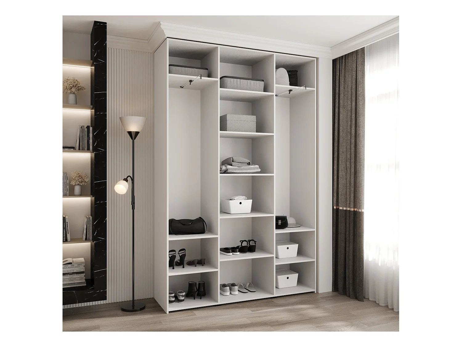 Armoire à portes battantes Como 1 245,5/160/40 3 portes (blanc/or)