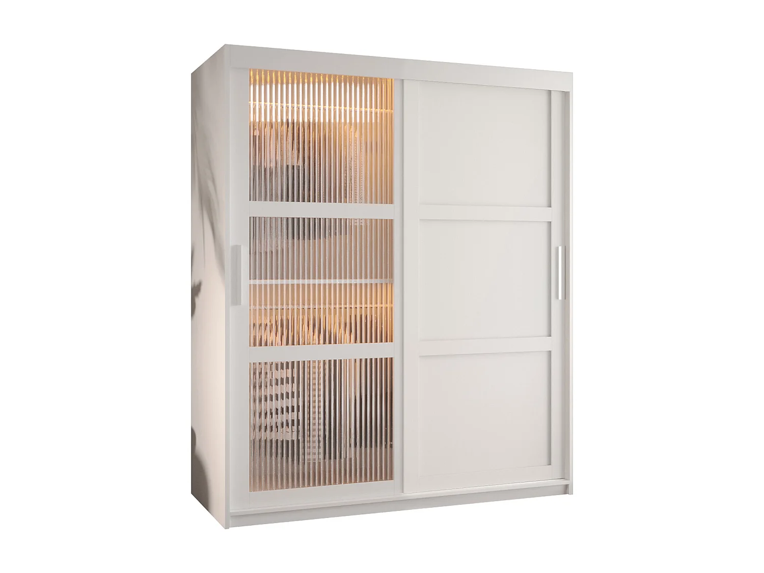 SCHWEBETÜRENSCHRANK FLUTES 200/150/62 2-türig (Weiß)