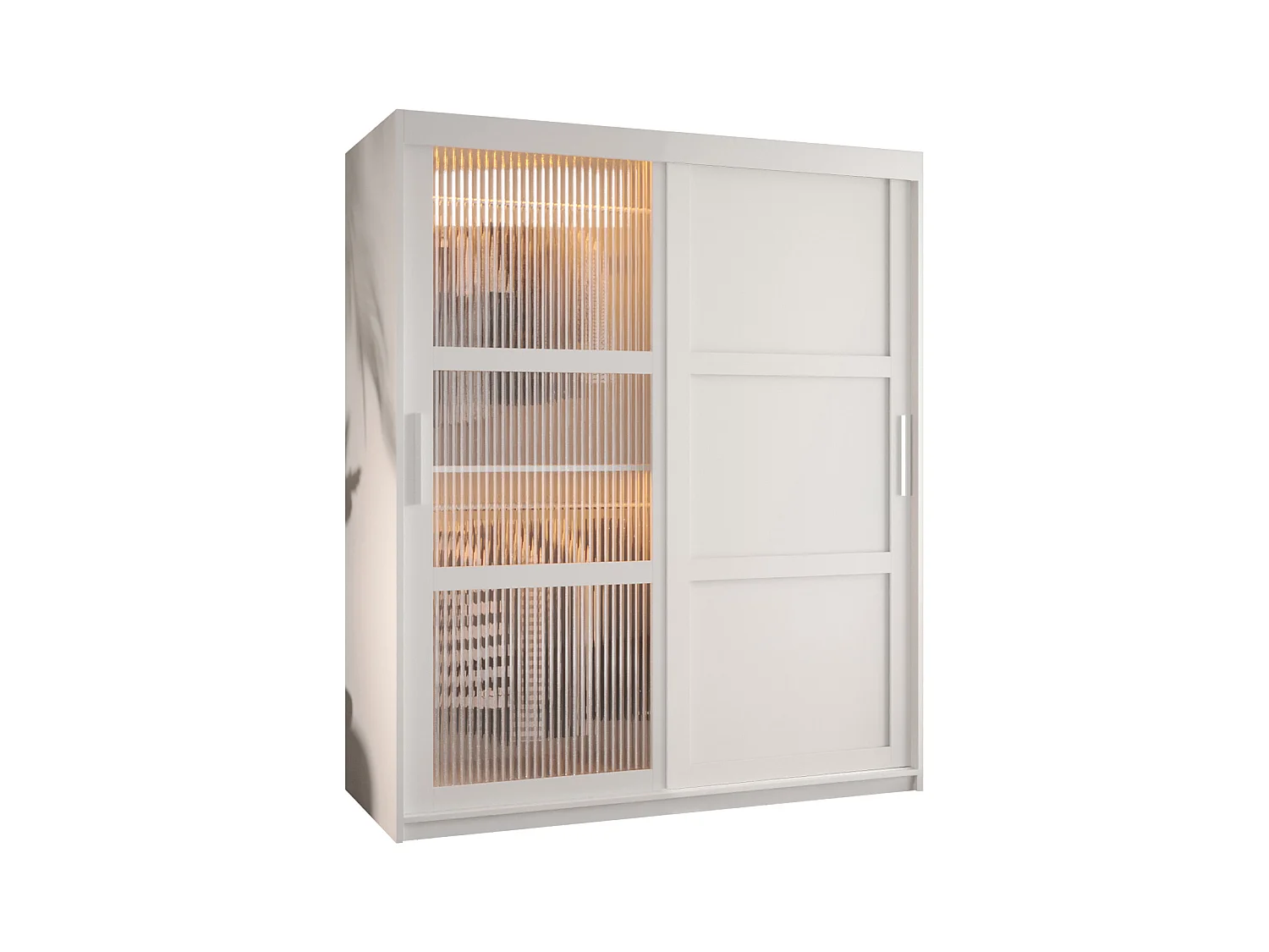 ARMOIRE FLUTES 3 À PORTES COULISSANTES 200/150/62 2 Portes (blanc)