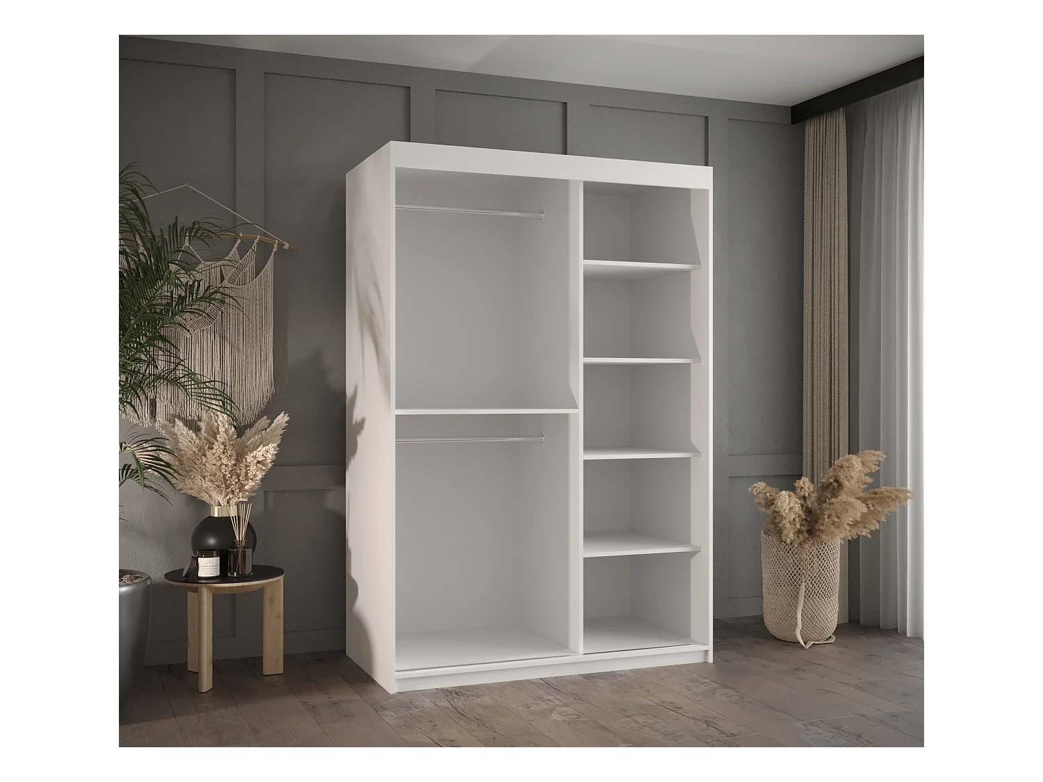 PLECIONKA 2 KLEDINGKAST MET SCHUIFDEUREN 200/120/62 2 deuren (wit)