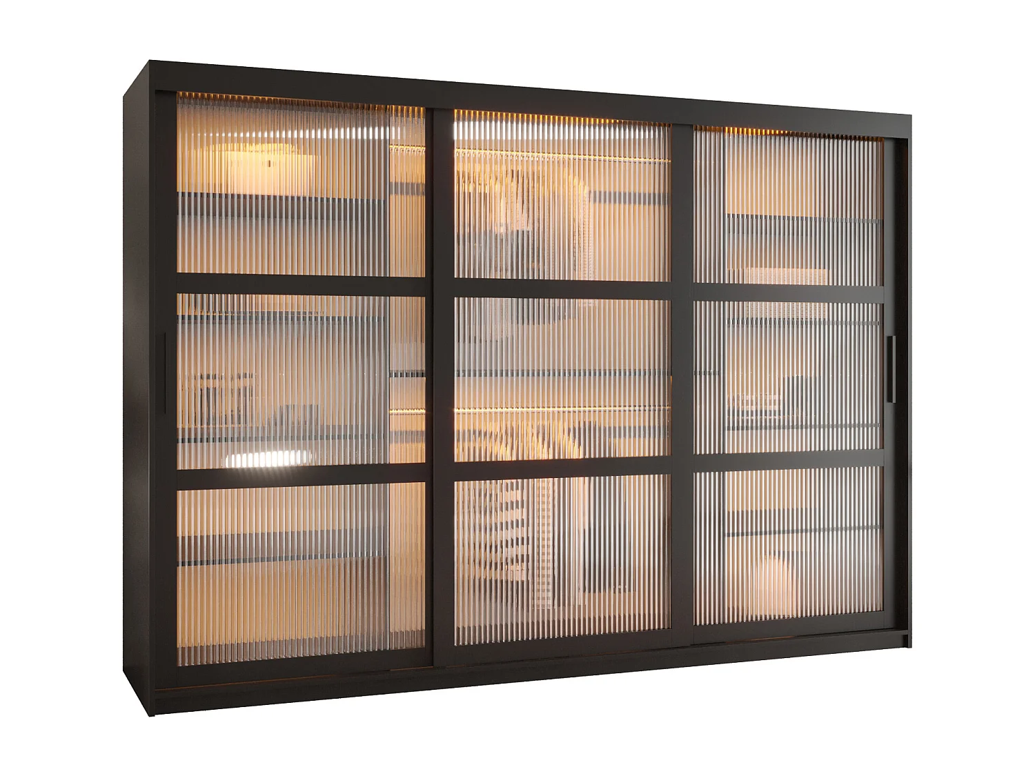 ARMADIO FLUTES AD ANTE SCORREVOLI 200/250/62 3 porte (Nero)