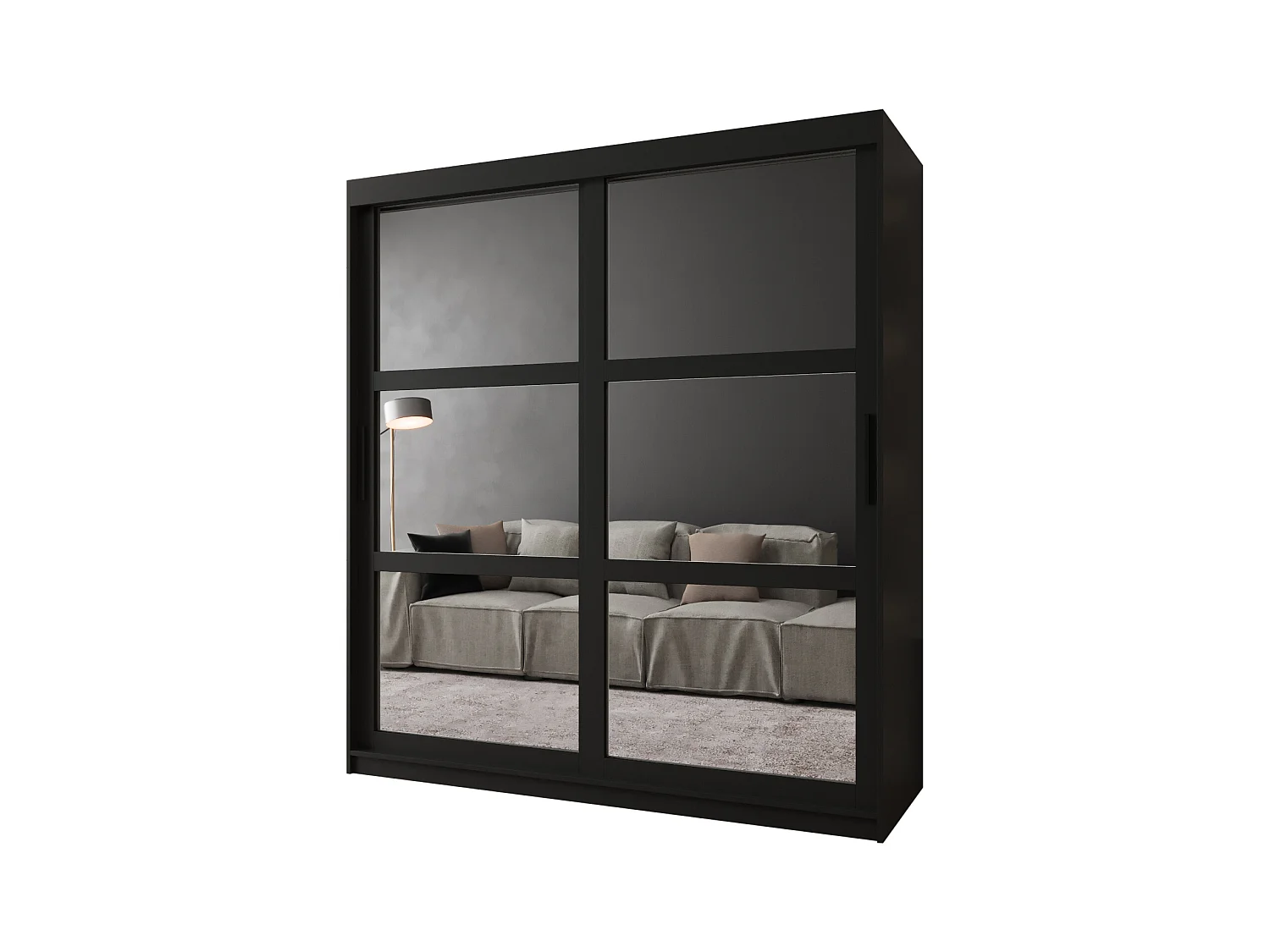 ARMOIRE MIROR À PORTES COULISSANTES 200/180/62 2 Portes (negro)