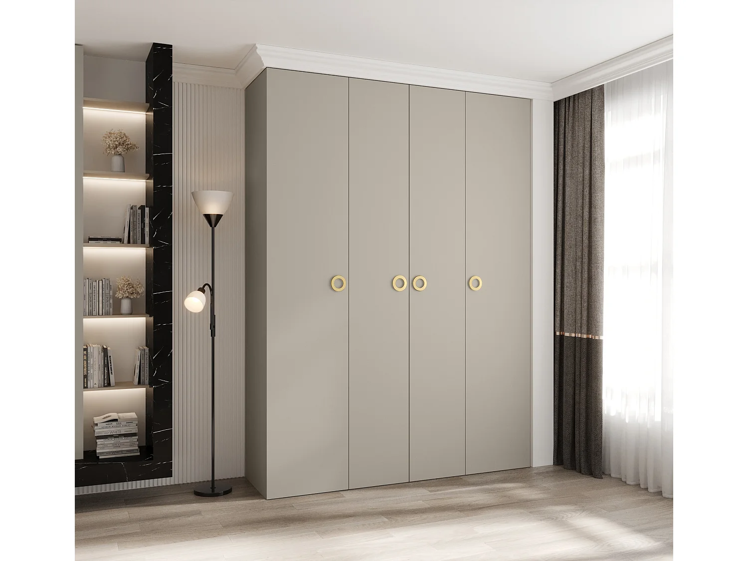 Armoire à portes battantes Como 1 245,5/180/50 4 portes (cachemire/or)