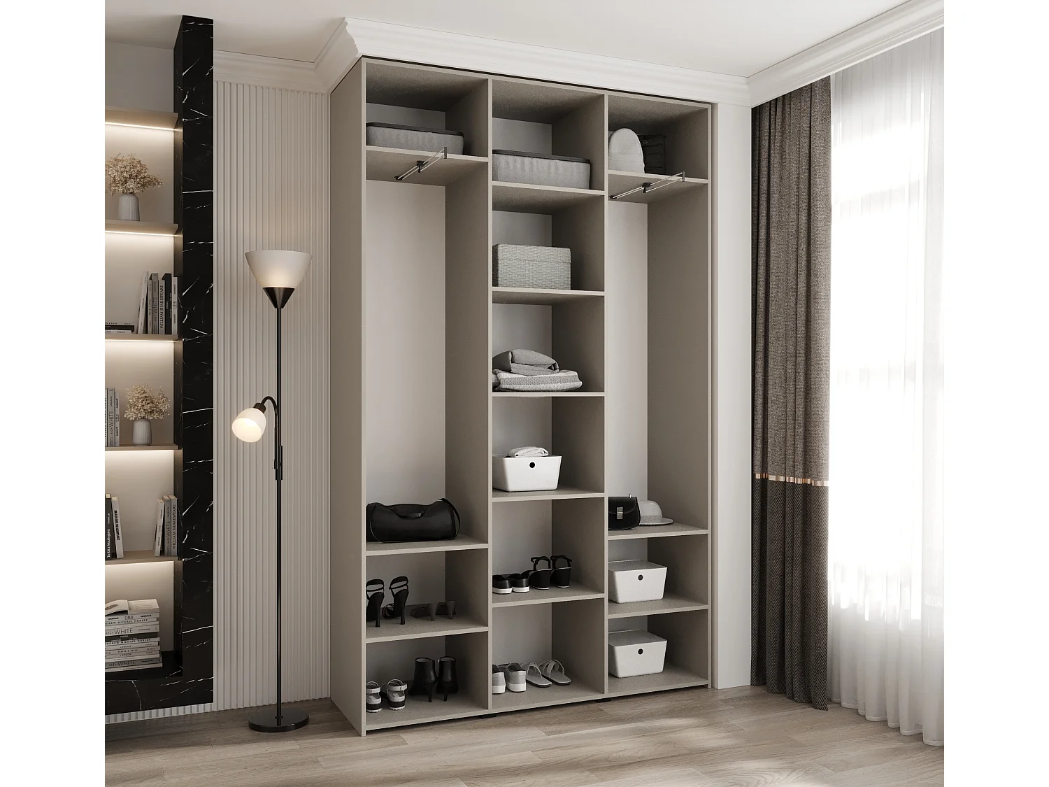 Armoire à portes battantes Como 1 245,5/150/40 3 portes (cachemire/or)